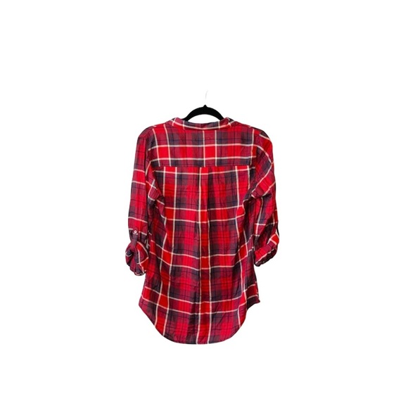 Francesca’s Miami NWT Red & Black Plaid Button Down Tunic Top Small Women’s - Picture 8 of 12